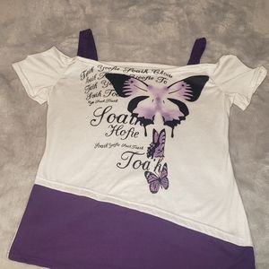 2 shoulder cut cute shirts NWOT